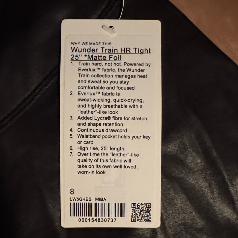 lululemon athletica Under Train HR Tight 25" Matte Foil Black Leggings - NWT - Picture 3 of 4